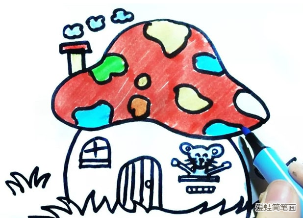 小老鼠蘑菇房子简笔画
