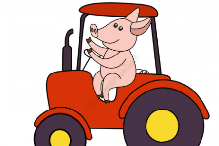 小猪和拖拉机简笔画