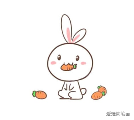 吃胡萝卜的可爱小兔子简笔画
