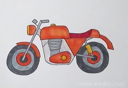 摩托车简笔画彩色
