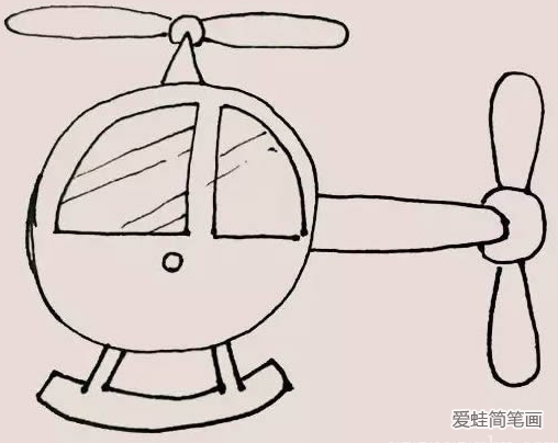 卡通版直升机简笔画