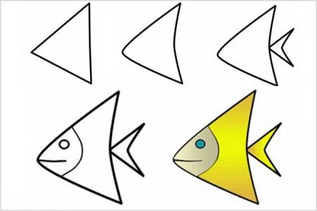 三角形画鱼的简笔画