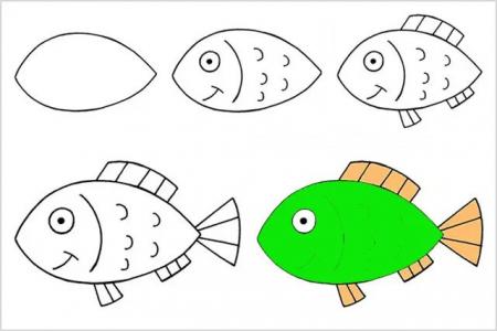 杏仁状的鱼简笔画