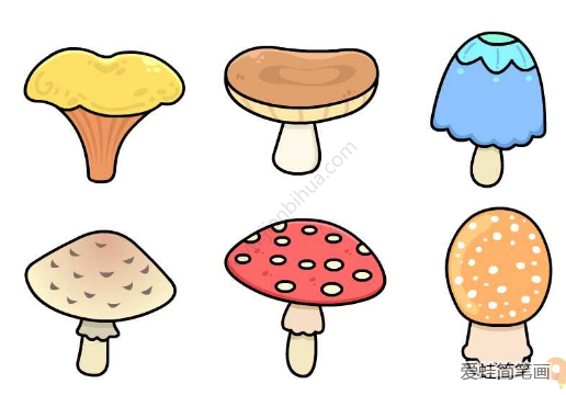 一组简单的蘑菇简笔画