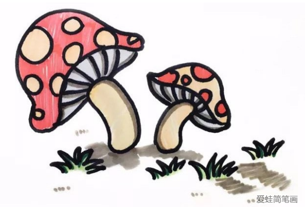 两个小蘑菇简笔画