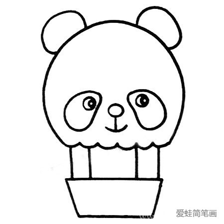 熊猫造型热气球简笔画