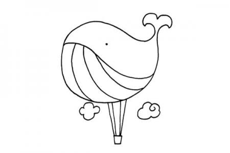 鲸鱼热气球简笔画