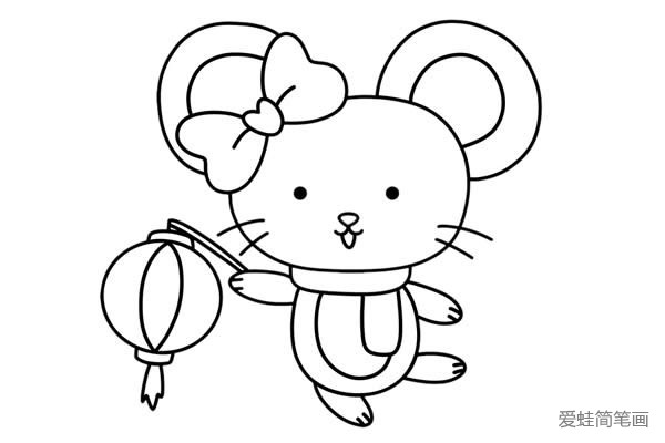 可爱小老鼠喜提灯笼简笔画