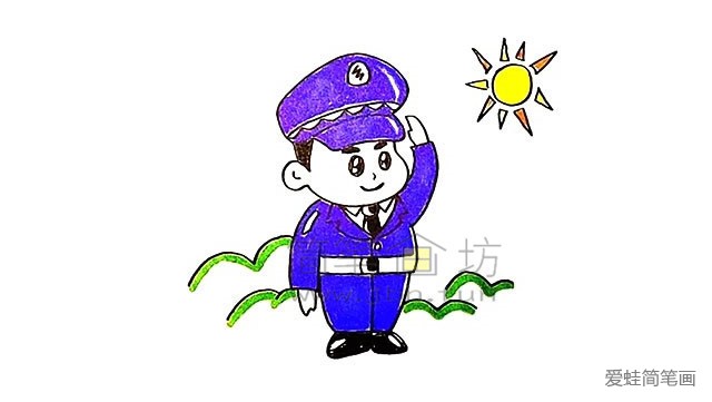 警察叔叔简笔画画法【彩色】