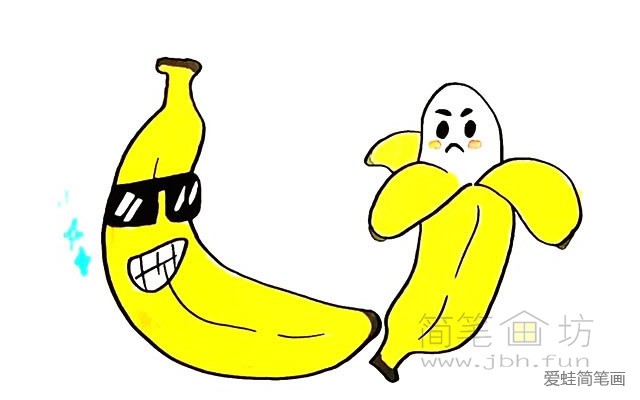卡通香蕉简笔画【彩色】