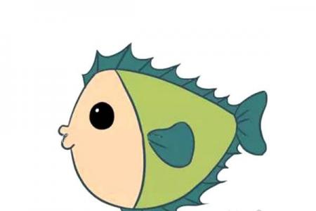 卡通小海鱼简笔画画法图解【彩色】