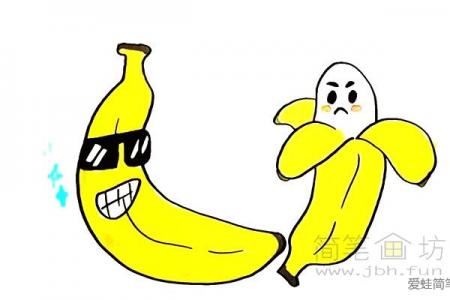卡通香蕉简笔画【彩色】