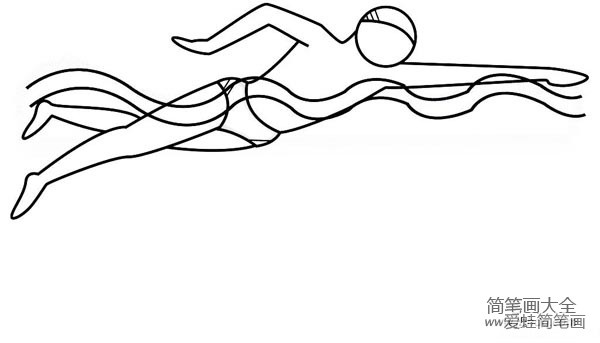 体育运动游泳简笔画作品