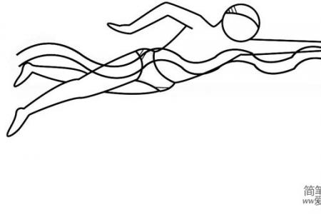 体育运动游泳简笔画作品