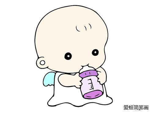 小宝宝吃奶瓶简笔画