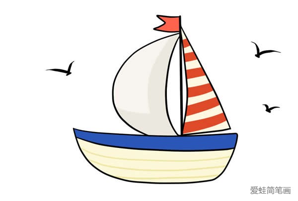 有帆的小船的简笔画