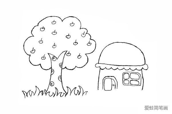 房屋和果树怎么画简笔画