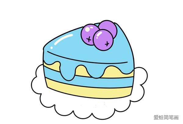 蓝莓蛋糕画画怎么画