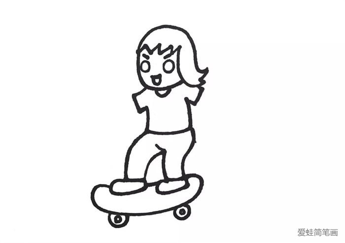 正在玩滑板的小男孩简笔画