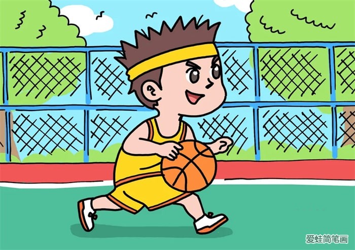 打篮球的小男孩儿简笔画