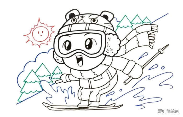 滑雪人物怎么画简笔画
