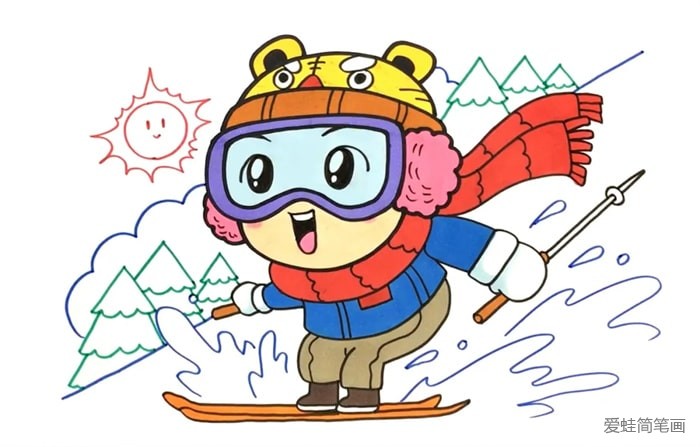 滑雪人物怎么画简笔画
