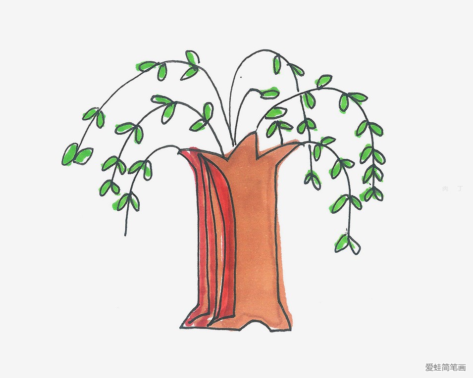 垂下的柳树简笔画