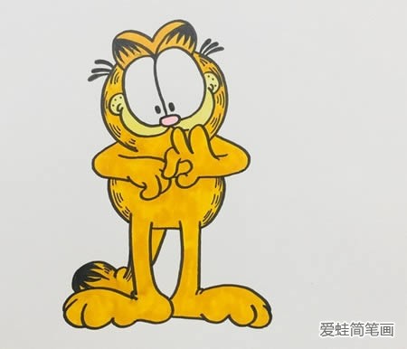 滑稽可爱的加菲猫简笔画
