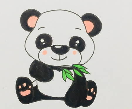 如何画熊猫吃竹子简笔画
