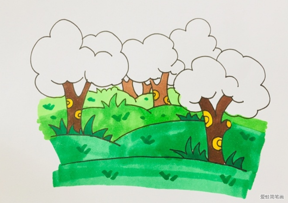 原始森林卡通简笔画怎么画