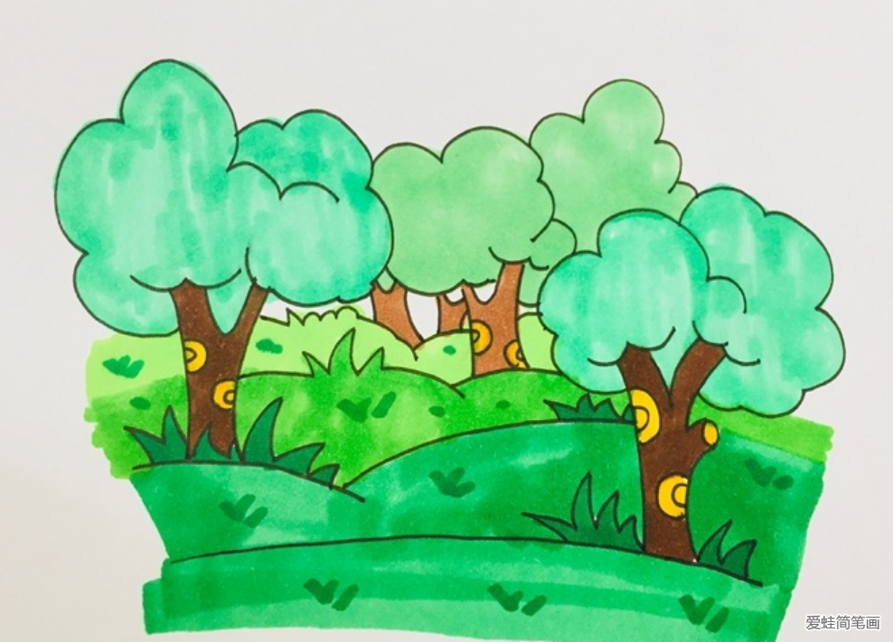 原始森林卡通简笔画怎么画