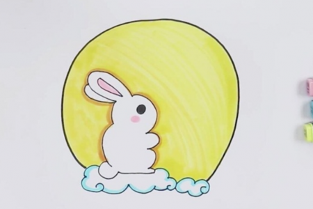 月亮上的玉兔简笔画