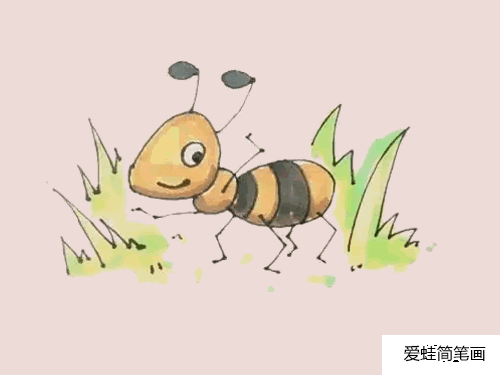 可爱蚂蚁卡通画彩色