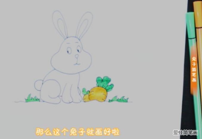 画兔子拔萝卜的简笔画