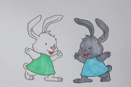 可爱漂亮的小白兔小灰兔简笔画