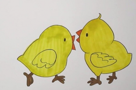 两只小鸡卡通简笔画