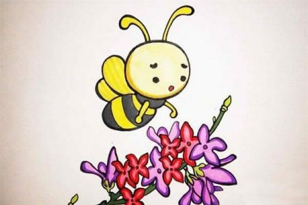 蜜蜂采蜜的画法简单又可爱