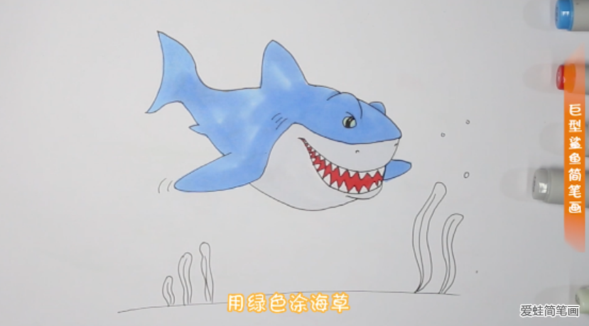 凶猛的巨型鲨鱼怎么画是简笔画