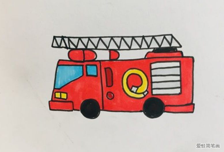 消防车简笔画怎么画带颜色