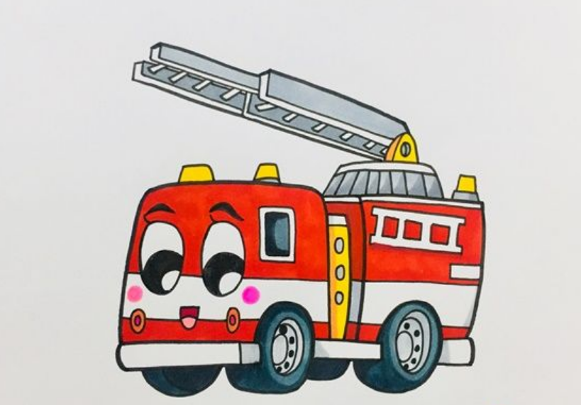 消防车简笔画步骤简单又漂亮