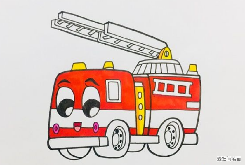 消防车简笔画步骤简单又漂亮