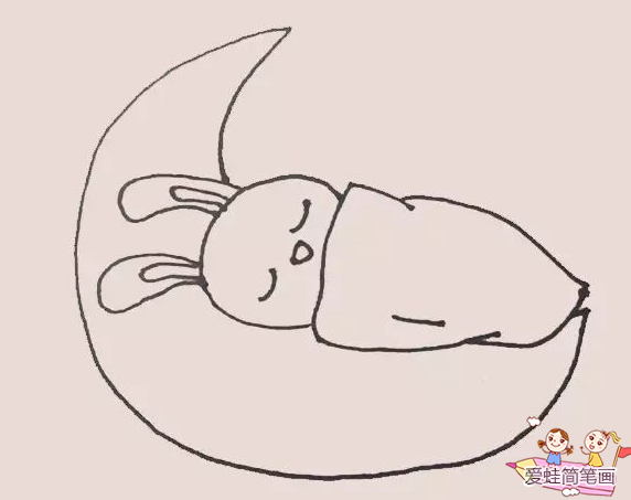 小兔子在月亮上睡觉简笔画