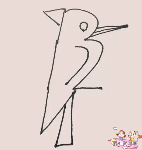 儿童简笔画啄木鸟的画法