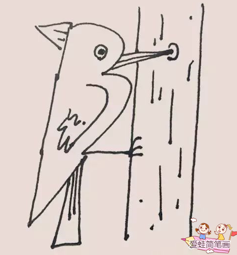 儿童简笔画啄木鸟的画法