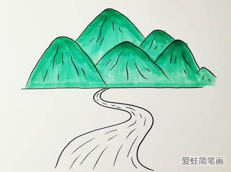 山上流水简笔画怎么画