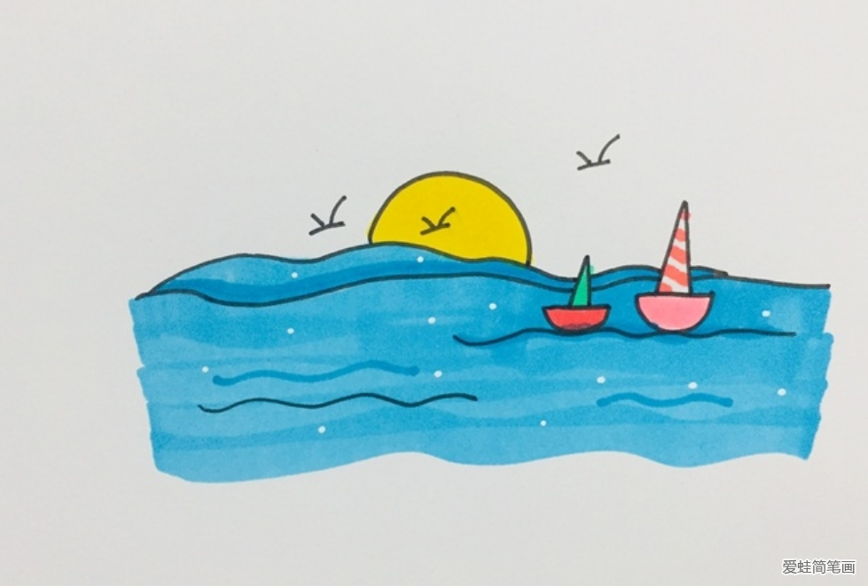 大海怎么画儿童画