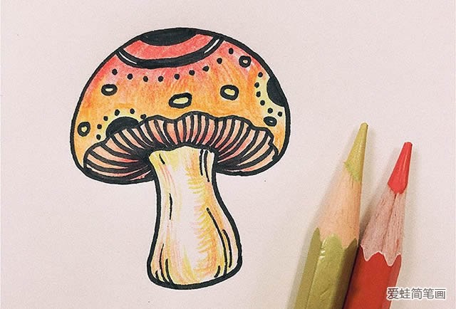 非常像的带颜色蘑菇简笔画
