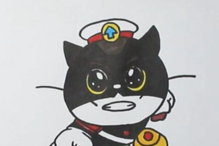 帅气的黑猫警长简笔画