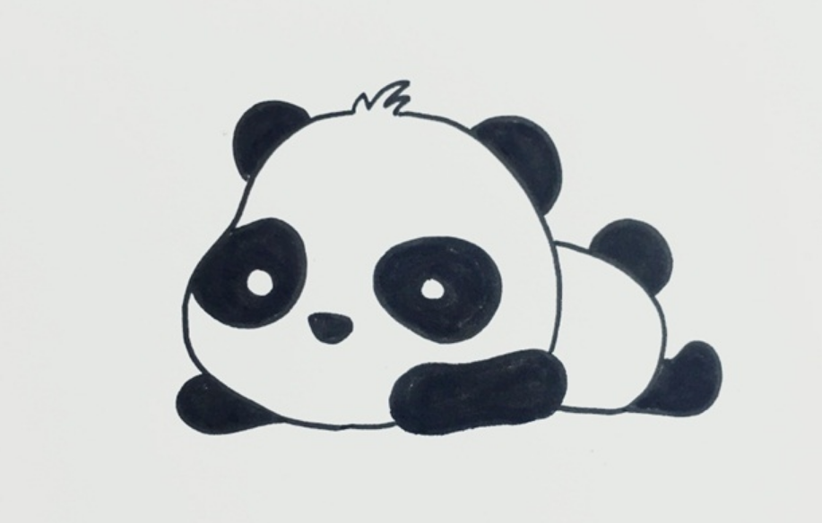 趴着的熊猫怎么画